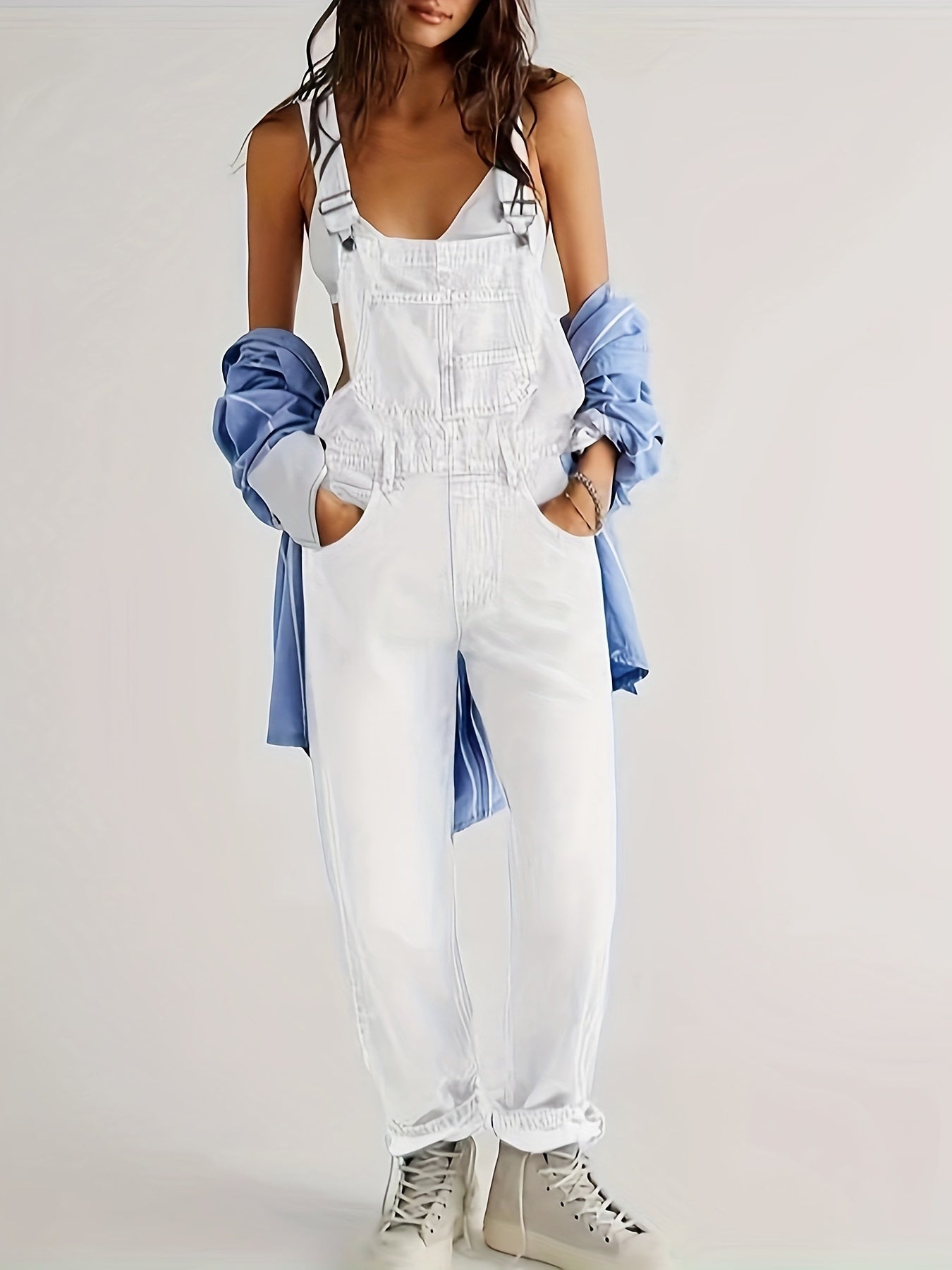 Celia Damen Jumpsuit | Bequem und Modern, Denim, Weiß oder Schwarz 0