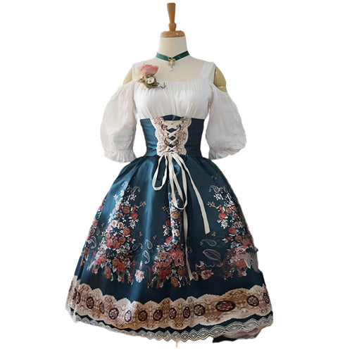 Alina Damen Dirndl | Baumwolle, Elegantes Trachtenkleid mit Dirndlbluse 0