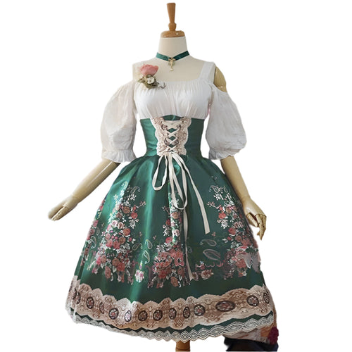 Alina Damen Dirndl | Baumwolle, Elegantes Trachtenkleid mit Dirndlbluse 1