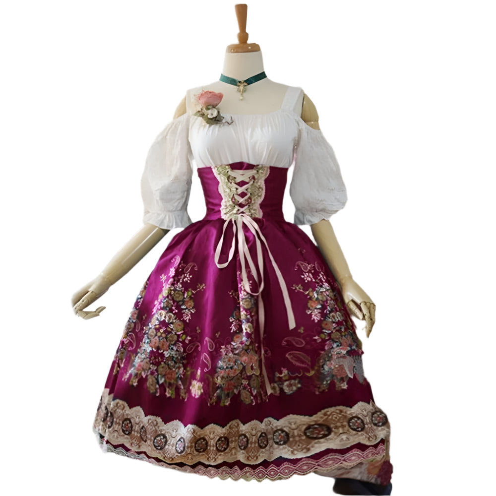 Alina Damen Dirndl | Baumwolle, Elegantes Trachtenkleid mit Dirndlbluse 3