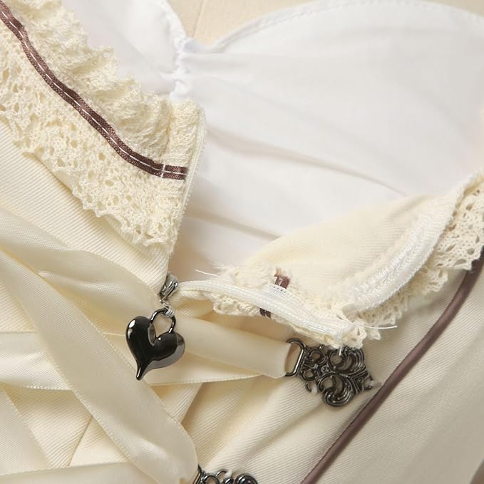 Aveline Damen Dirndl | Beige, Elegantes Trachtenkleid mit Dirndlbluse 2