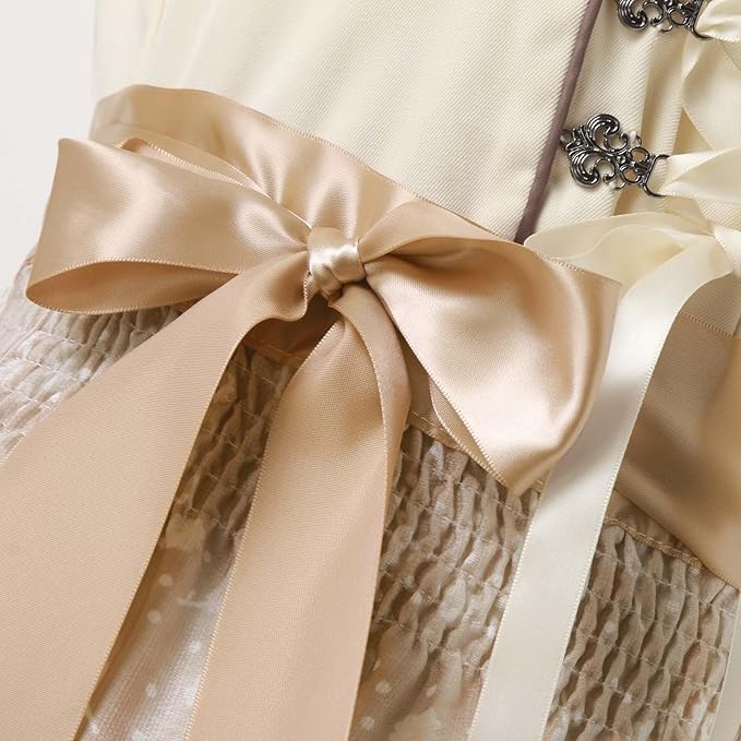 Aveline Damen Dirndl | Beige, Elegantes Trachtenkleid mit Dirndlbluse 3