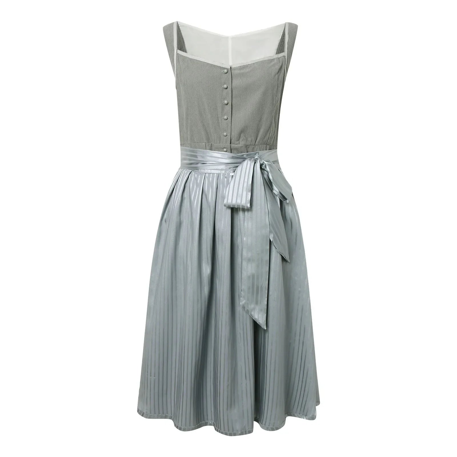 Esmee Damen Dirndl | Knielang, Grau aus Baumwolle, Trachtenmode 0