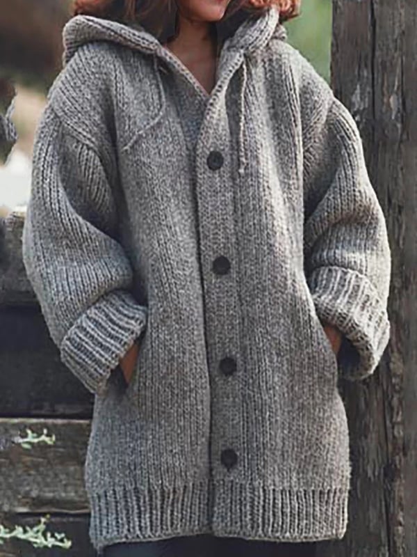 Lila Damen Strickjacke | Kuscheliger Lang Cardigan aus Baumwollmischung 1