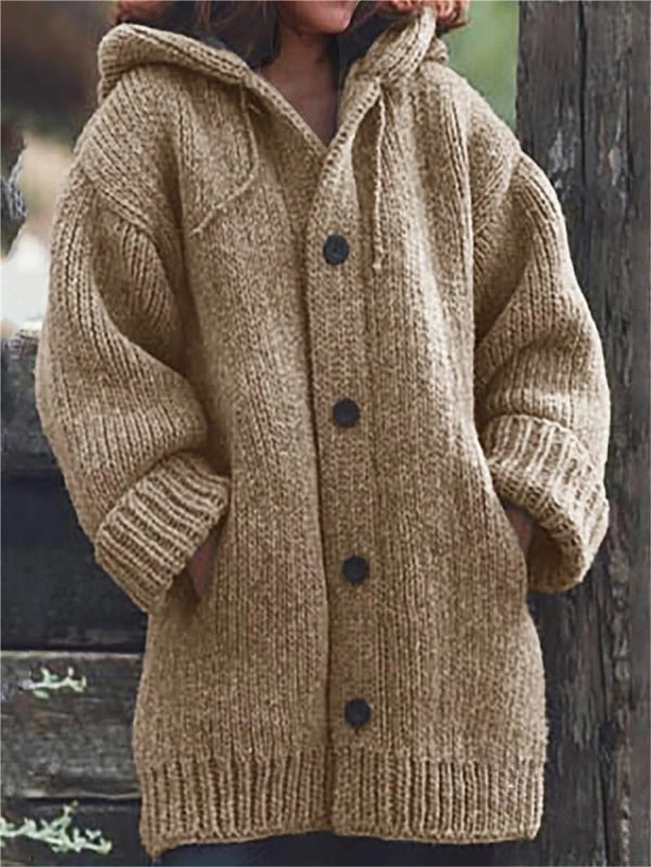 Lila Damen Strickjacke | Kuscheliger Lang Cardigan aus Baumwollmischung 3