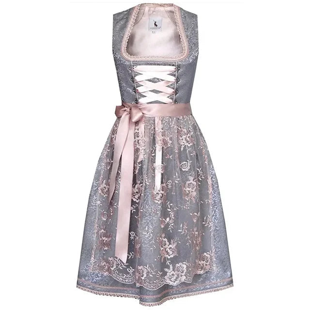 Mathilde Damen Dirndl | Traditionelles Trachtenkleid mit Kunstvoller Stickerei und Bluse 7
