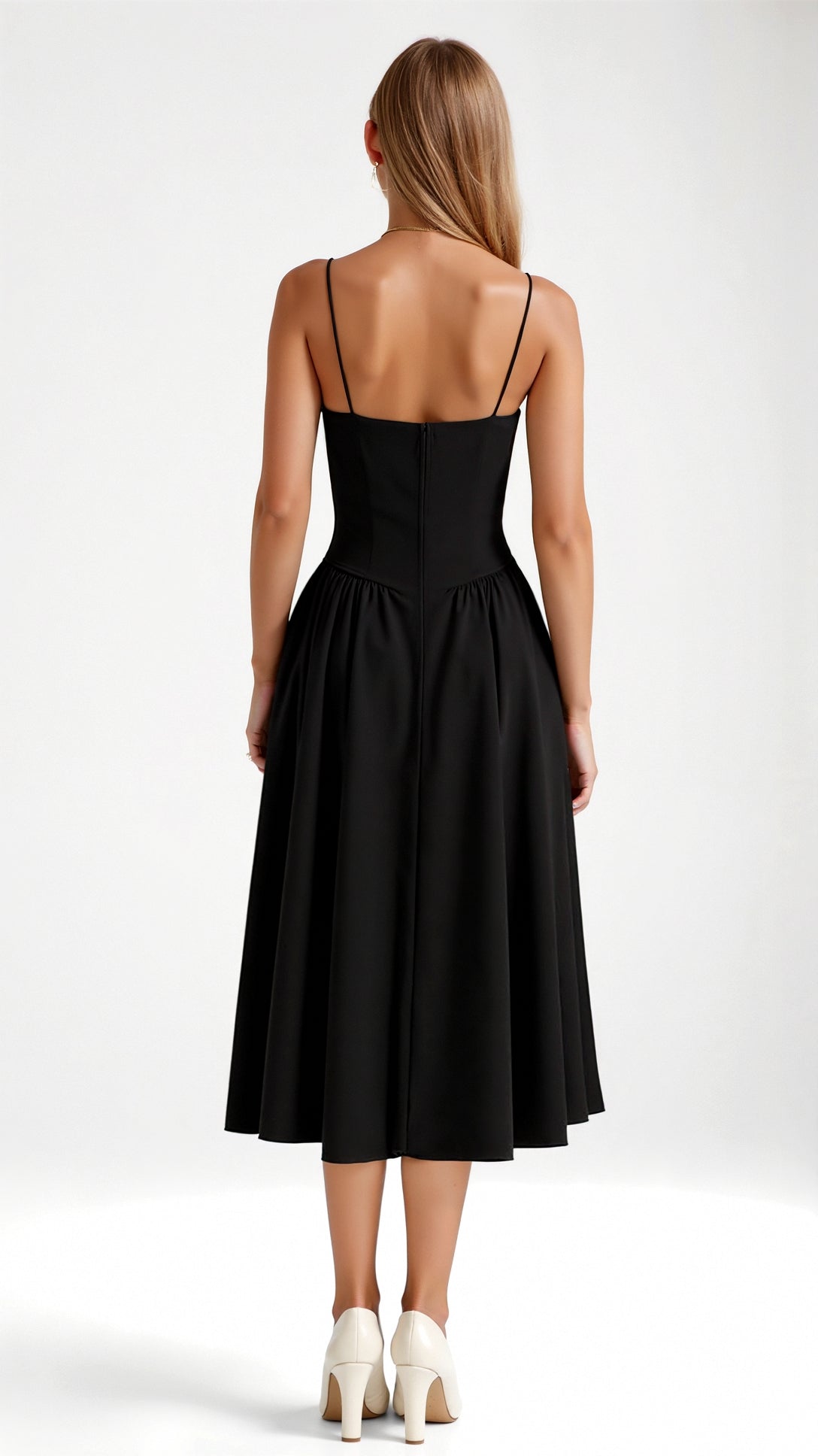 Midikleid Sommer mit Strukturiertem Bustier und Gerafftem Rock – Elegantes Festkleid für Besondere Anlässe 1