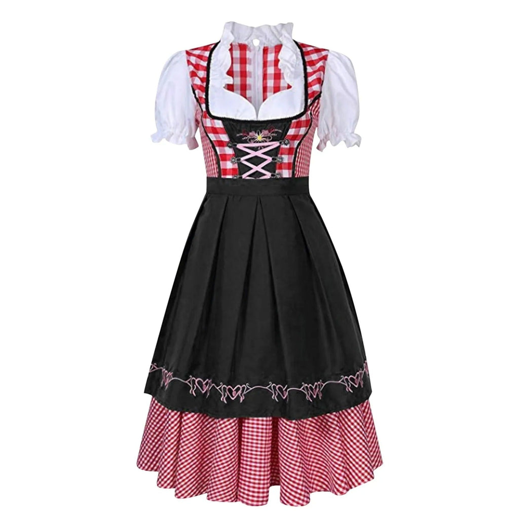 Nadine Damen Dirndl | Schwarz-Rot, Traditionell mit Dirndlbluse 0