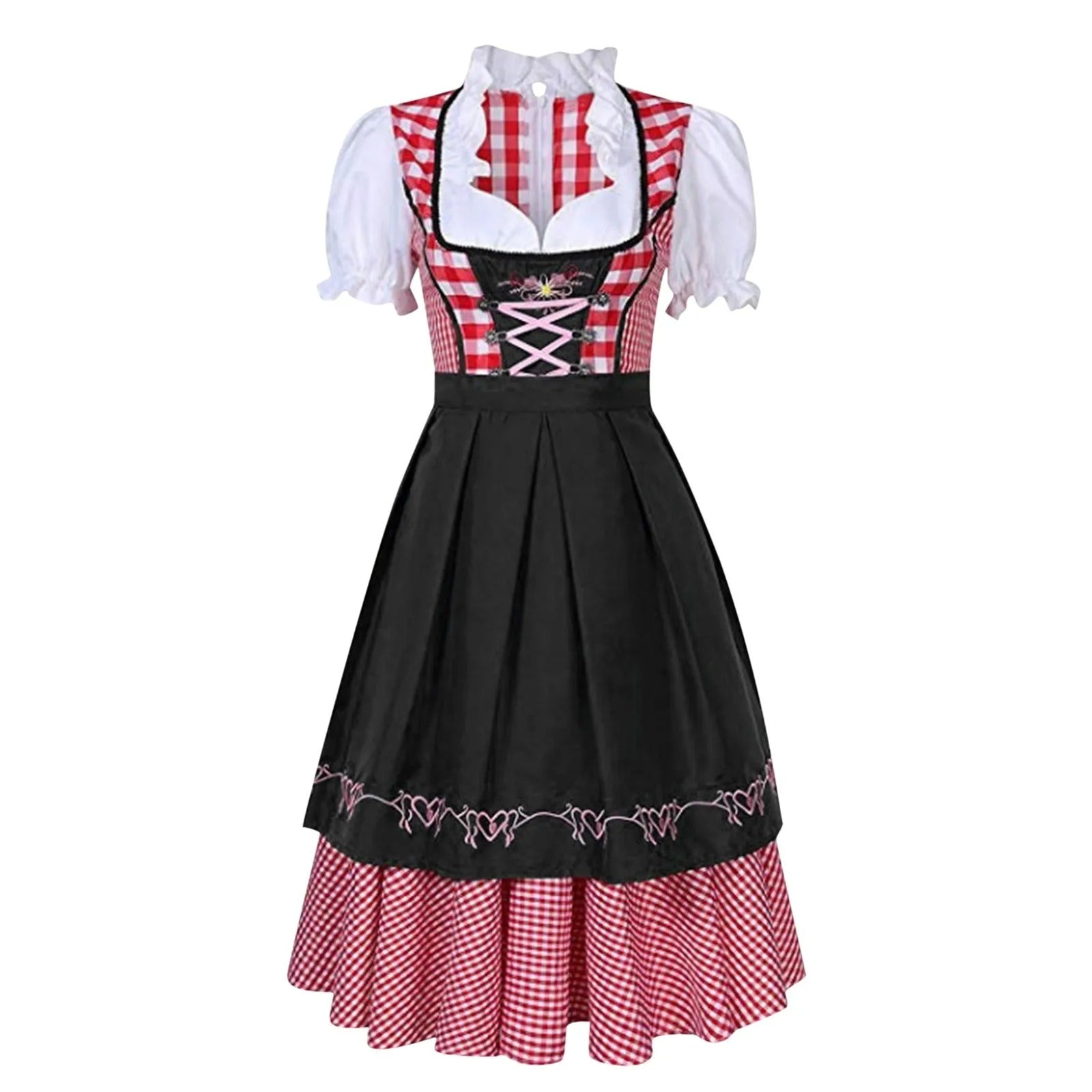 Nadine Damen Dirndl | Schwarz-Rot, Traditionell mit Dirndlbluse 0
