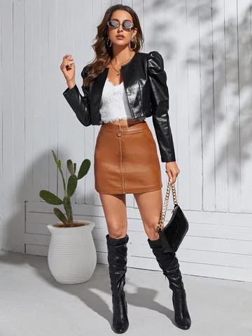 Selina Damen Lederjacke | Hochwertiges Leder, Klassischer Chic, Schwarz 4