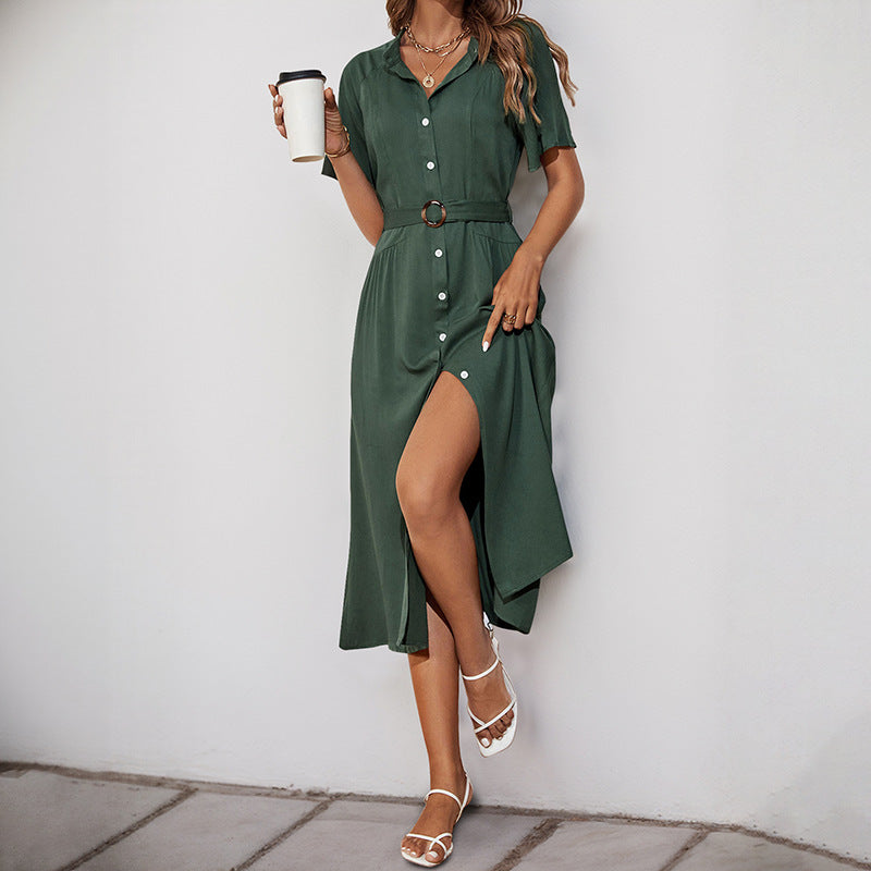 Sovae Damen Midikleid | Baumwollmischung mit Knopfdetail, Elegant 1