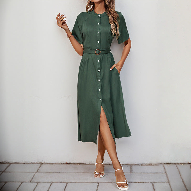 Sovae Damen Midikleid | Baumwollmischung mit Knopfdetail, Elegant 2