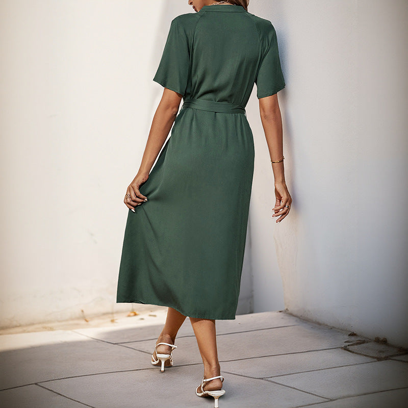 Sovae Damen Midikleid | Baumwollmischung mit Knopfdetail, Elegant 4